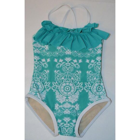 American Girl Bitty Baby Ocean Blossoms Teal Swimsuit For Girls Size 3 - Picture 3 of 3
